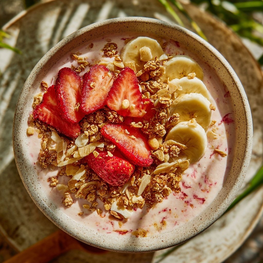 Fresh Strawberry Banana Smoothie Bowl