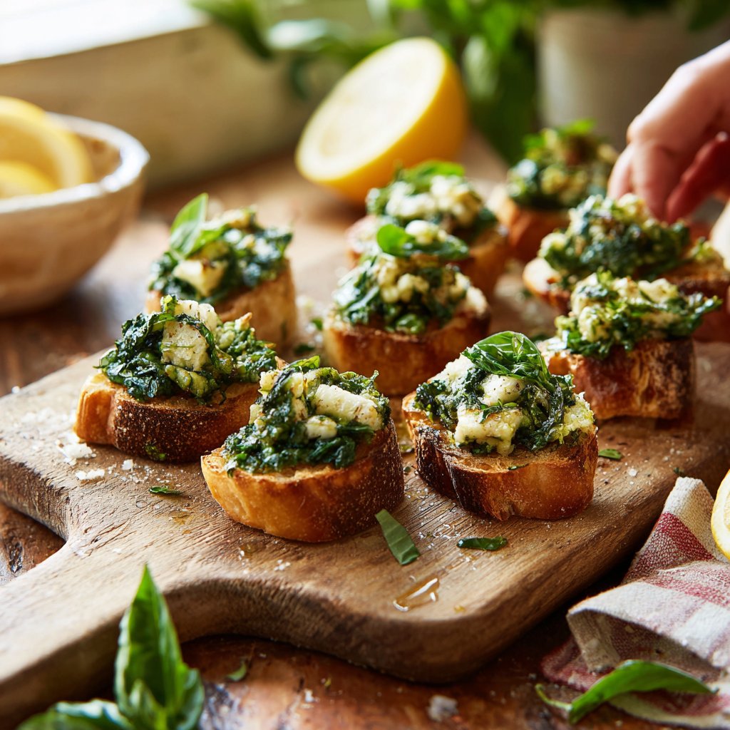 Lemon Basil Bruschetta Bites