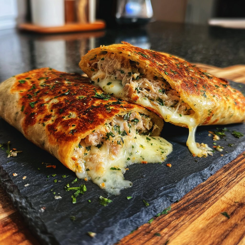 Garlic Herb Tuna Melt Wrap